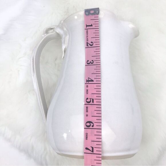 Studio Pottery Handmade Creamy White Ceramic Leaf and Stem Decorative Pitcher - Picture 15 of 16
